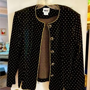 Leslie Fay Black and Gold Blazer with Retro Charm